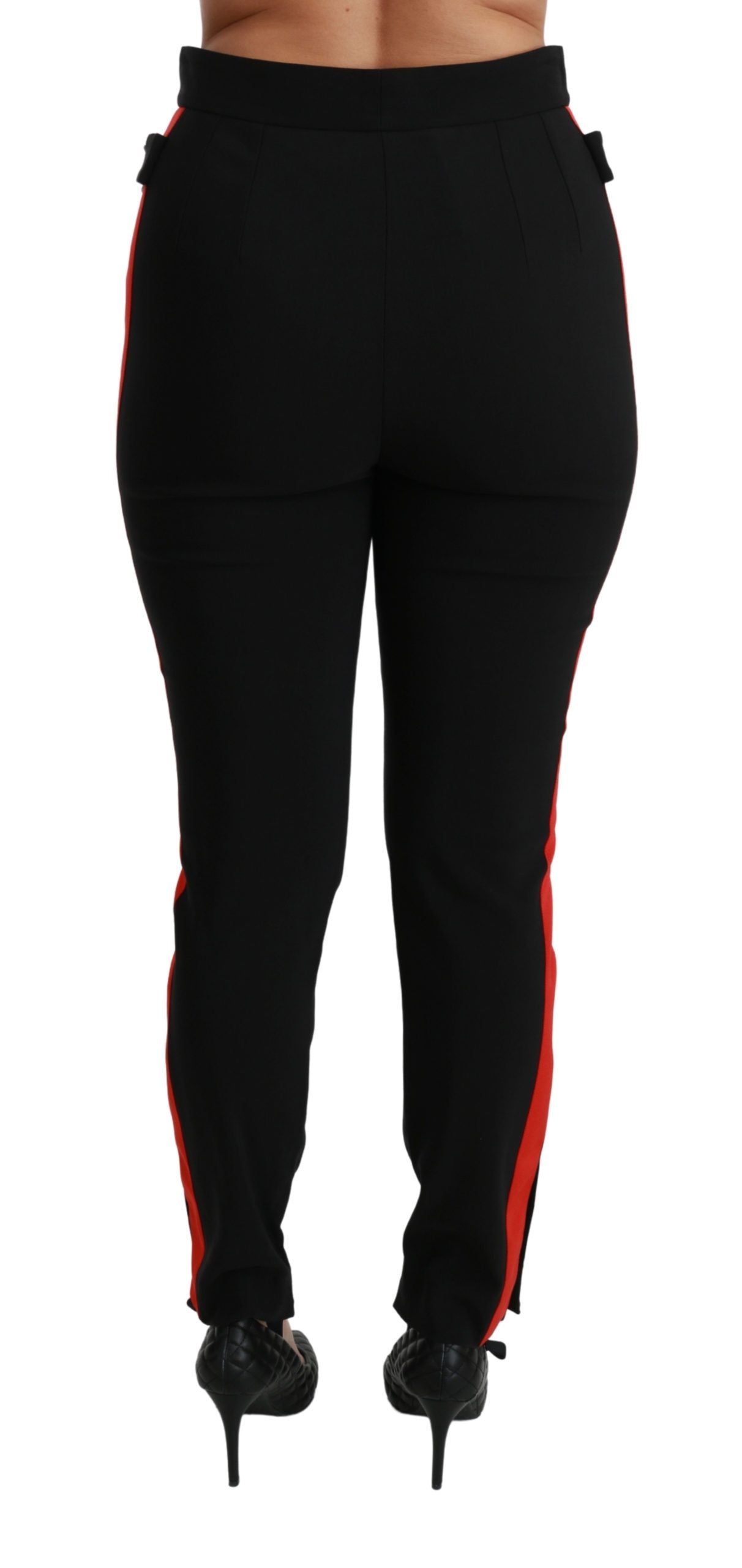 Pantalones negros ajustados de algodón elástico con cabeza de zorro