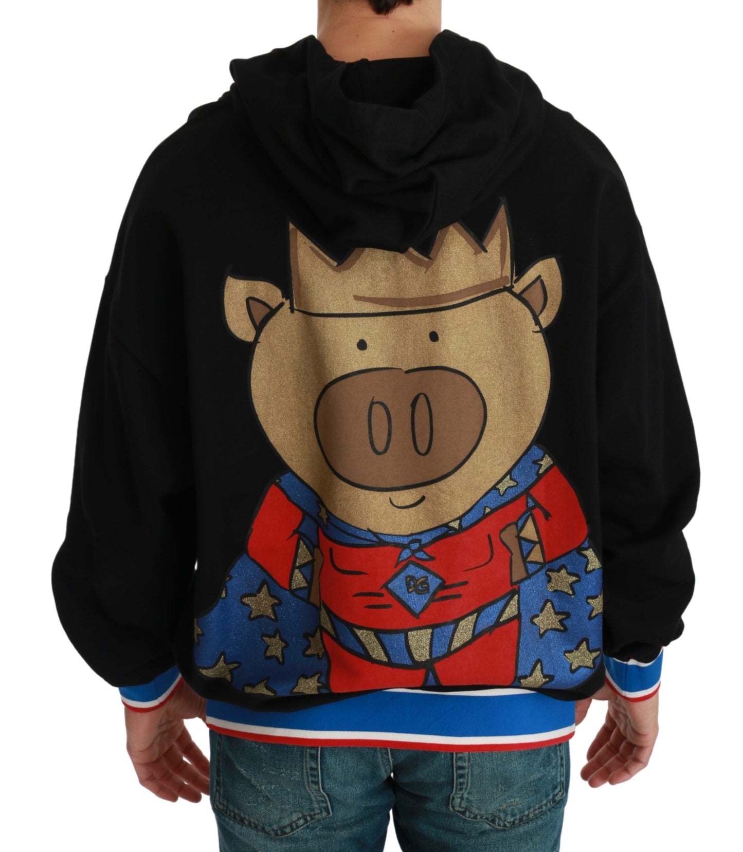 Pull noir à capuche Cochon de l'année