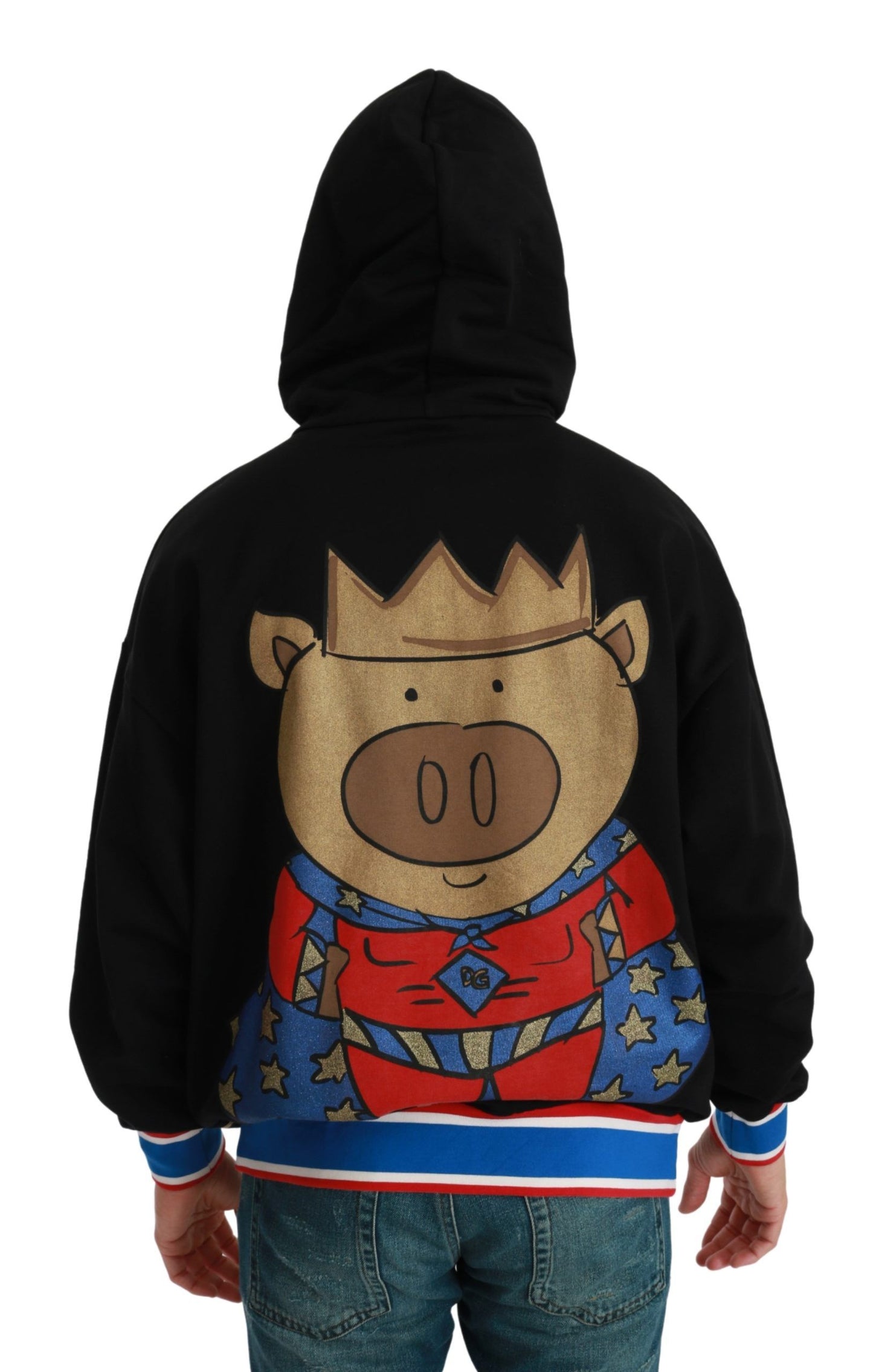 Pull noir à capuche Cochon de l'année