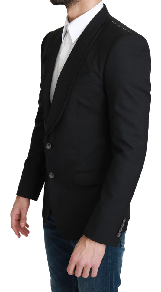 Blazer formal de lana negro de botonadura sencilla
