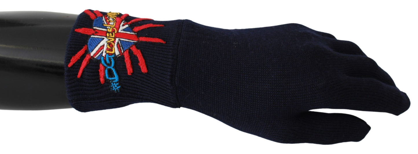 Guantes de lana bordados azules #DGLovesLondon