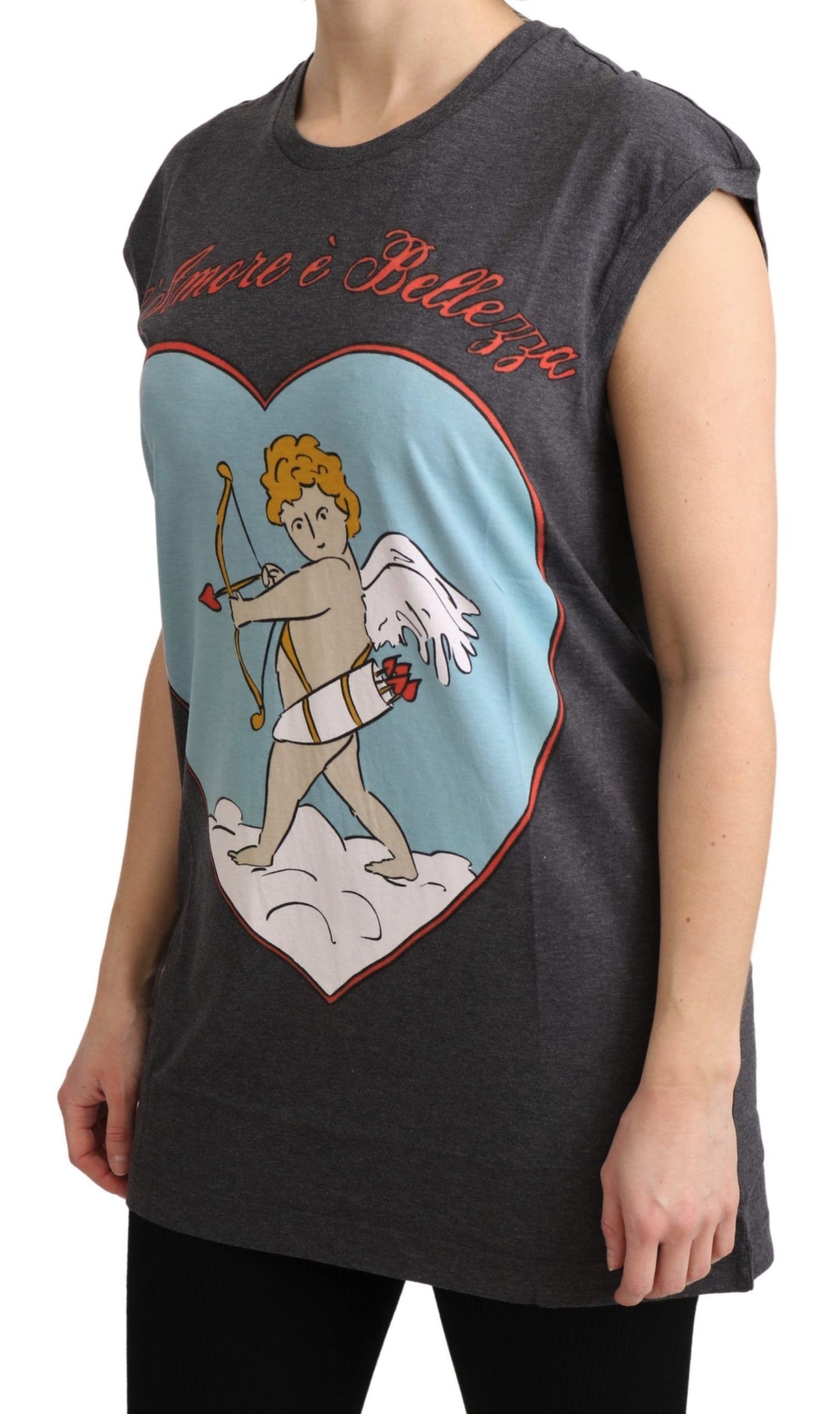 T-shirt débardeur gris en coton L'Amore