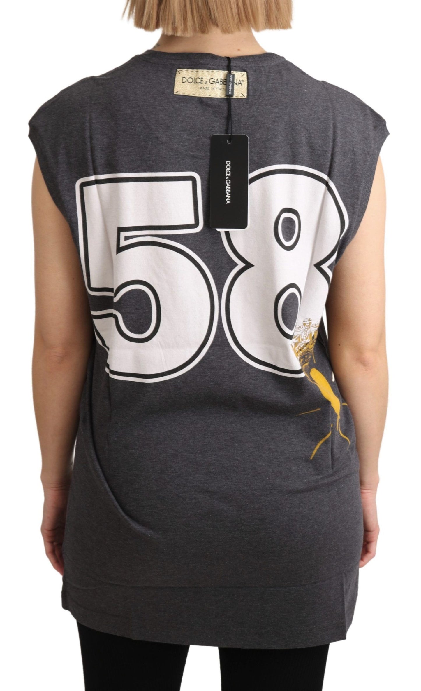 T-shirt débardeur gris en coton L'Amore