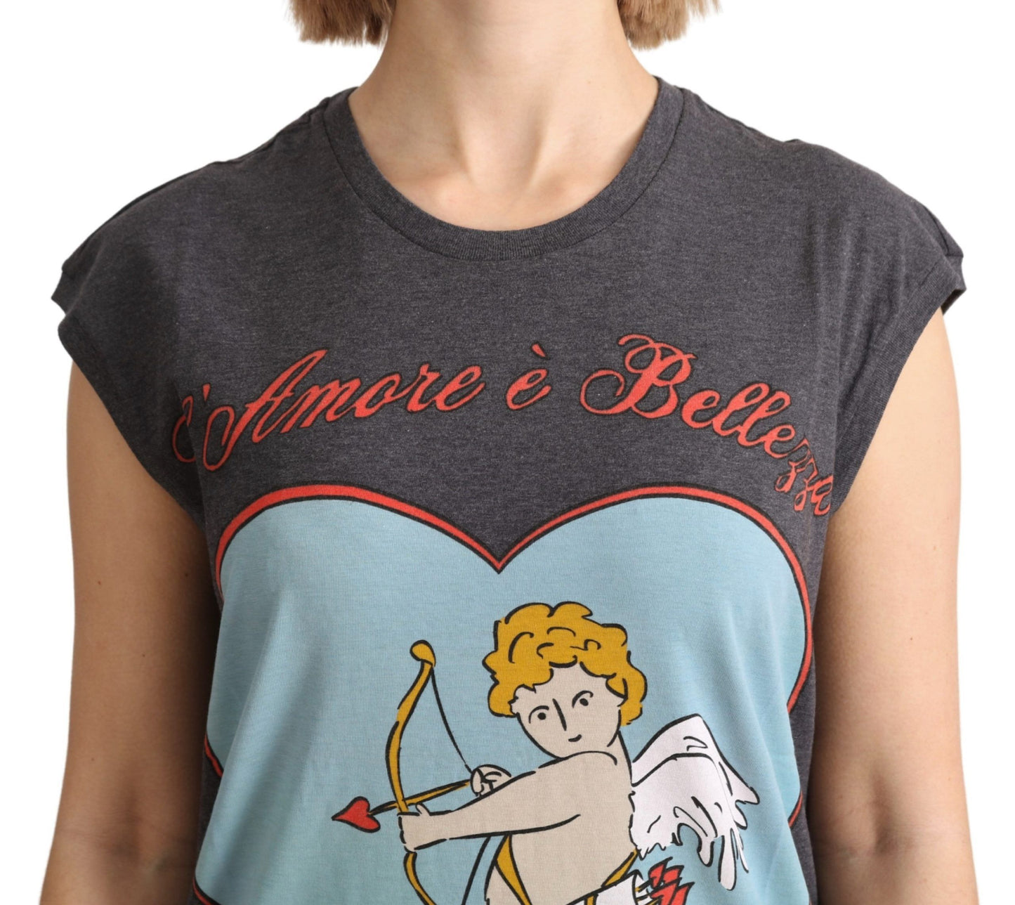 T-shirt débardeur gris en coton L'Amore