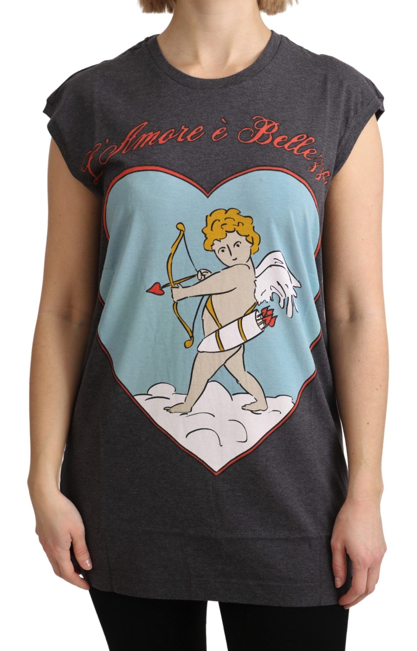 T-shirt débardeur gris en coton L'Amore
