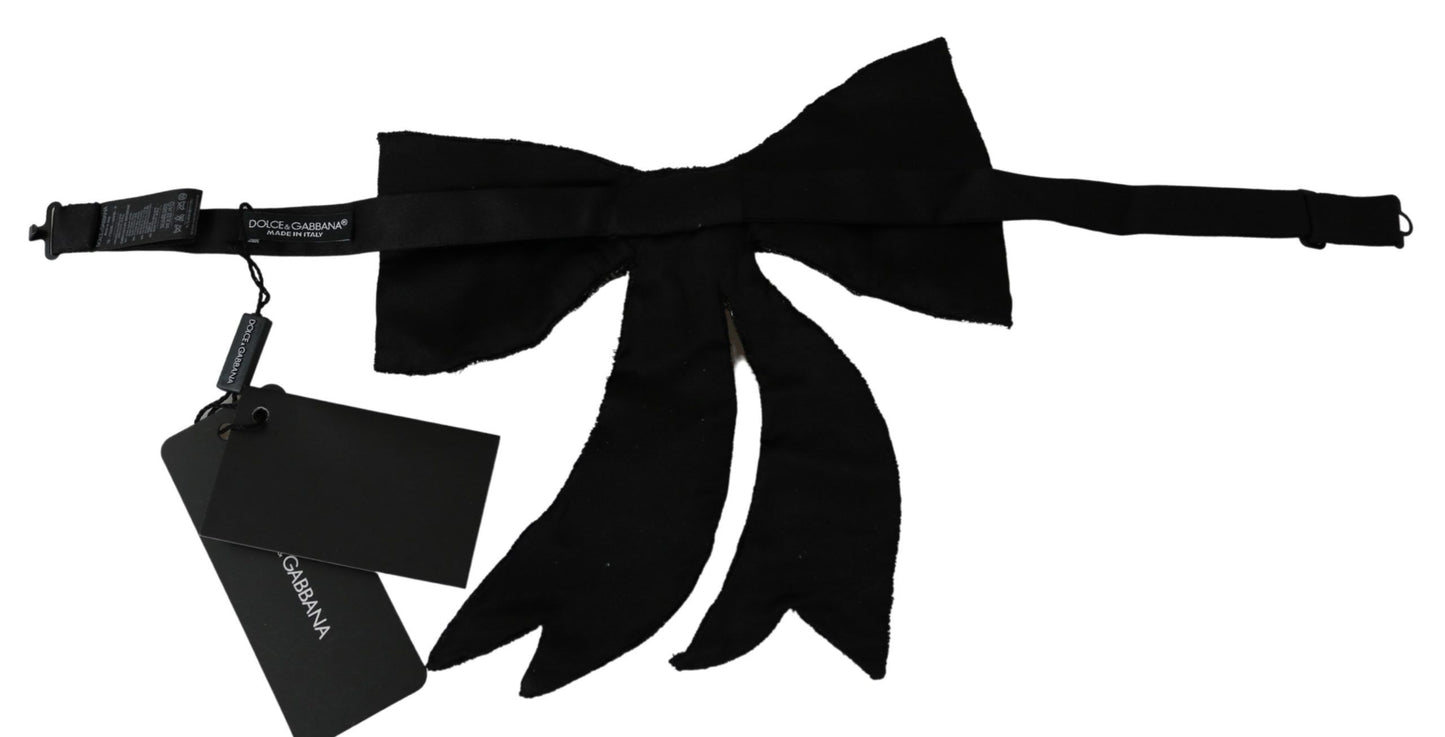 Pajarita para mujer 100 % seda plateada con cristales