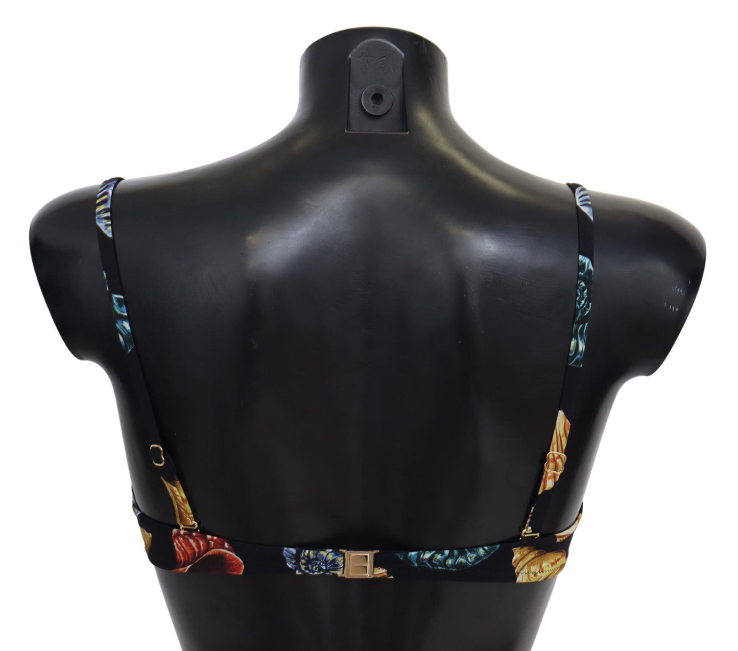 Haut de bikini noir à imprimé coquillages pour femme