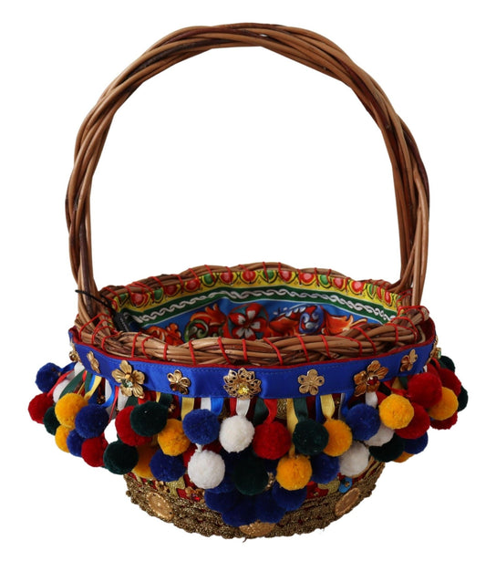 Bolsa de mano tipo cesta Agnese de algodón adornada en varios colores