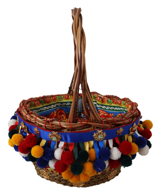 Bolsa de mano tipo cesta Agnese de algodón adornada en varios colores