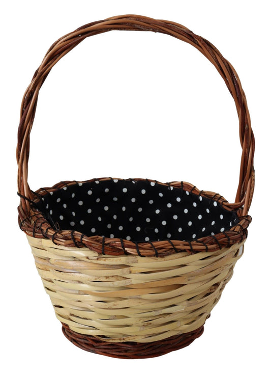 Bolsa de mano tipo cesta de mimbre y ratán de madera beige
