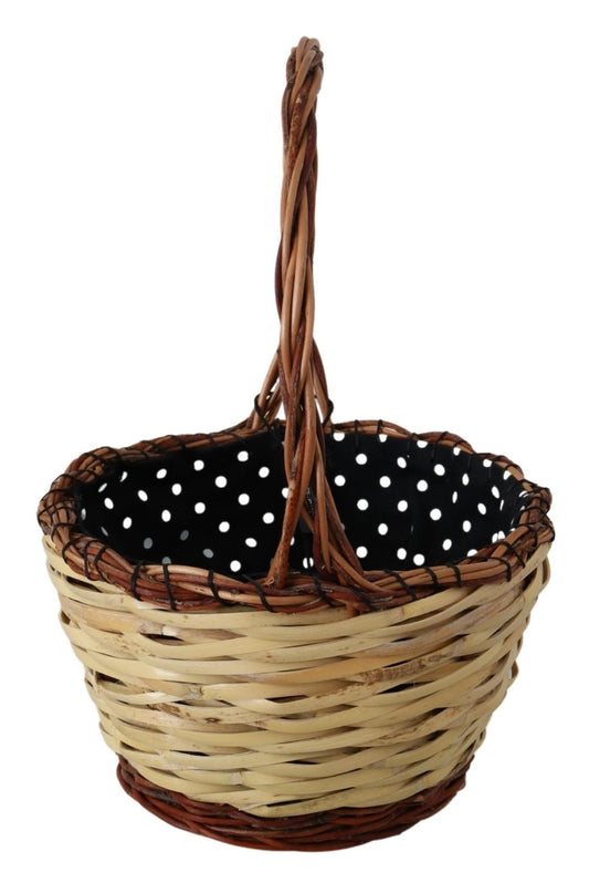 Bolsa de mano tipo cesta de mimbre y ratán de madera beige