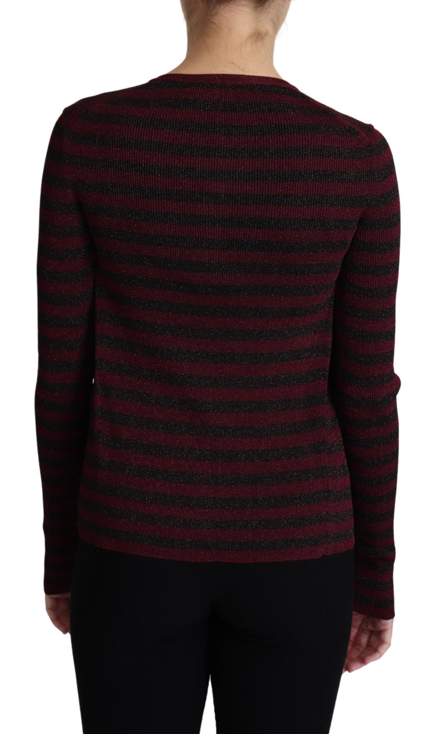 Pull cardigan en viscose à rayures noires et rouges