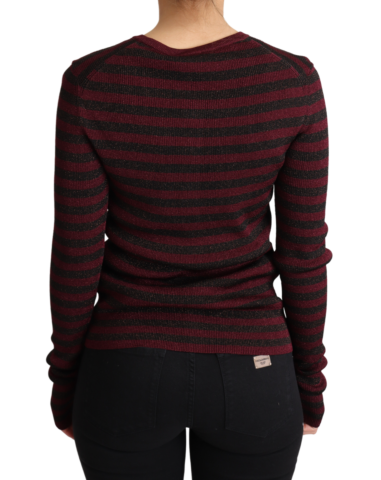 Pull cardigan en viscose à rayures noires et rouges