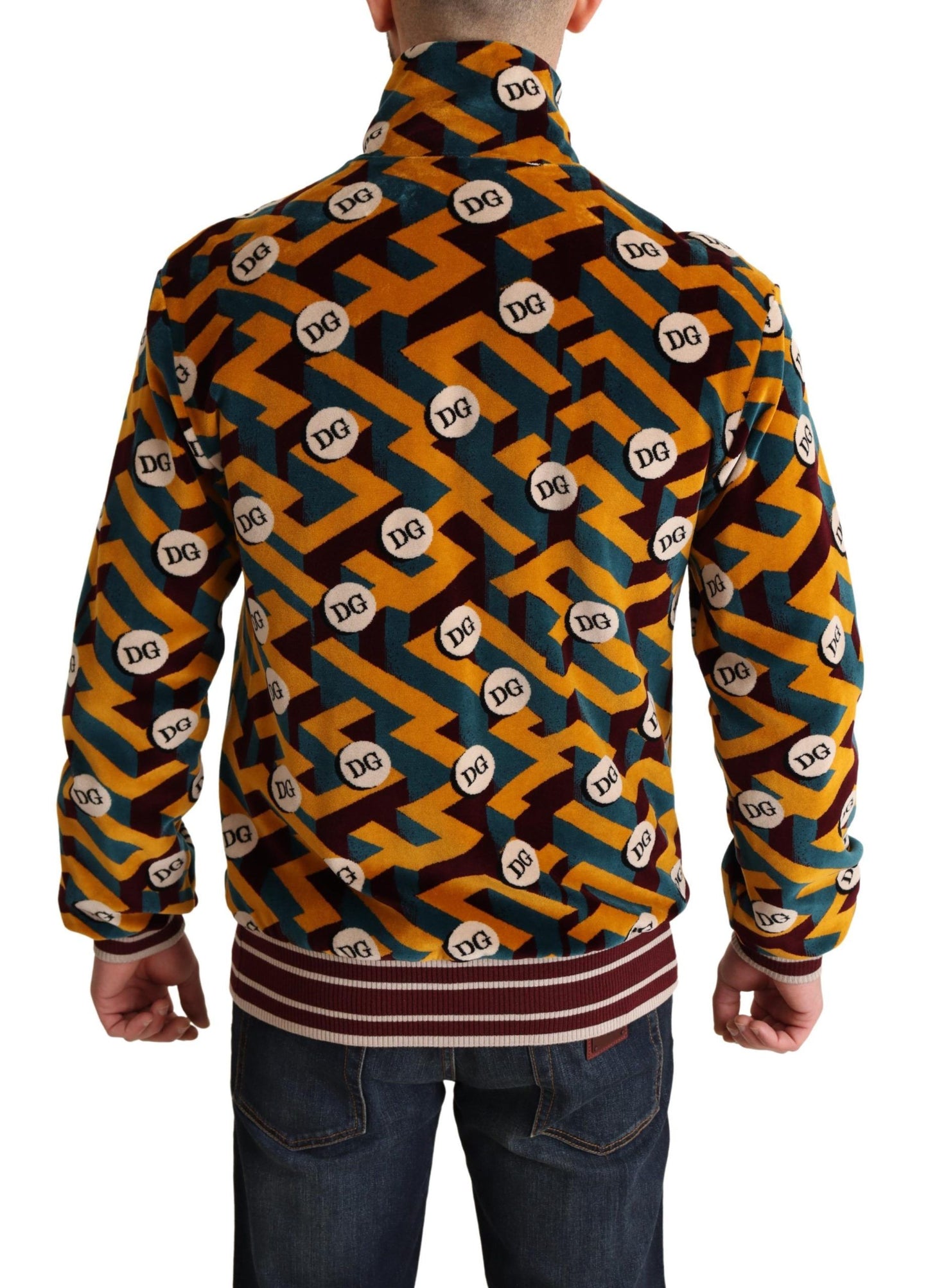 Chaqueta tipo suéter de terciopelo multicolor con logotipo DG para hombre