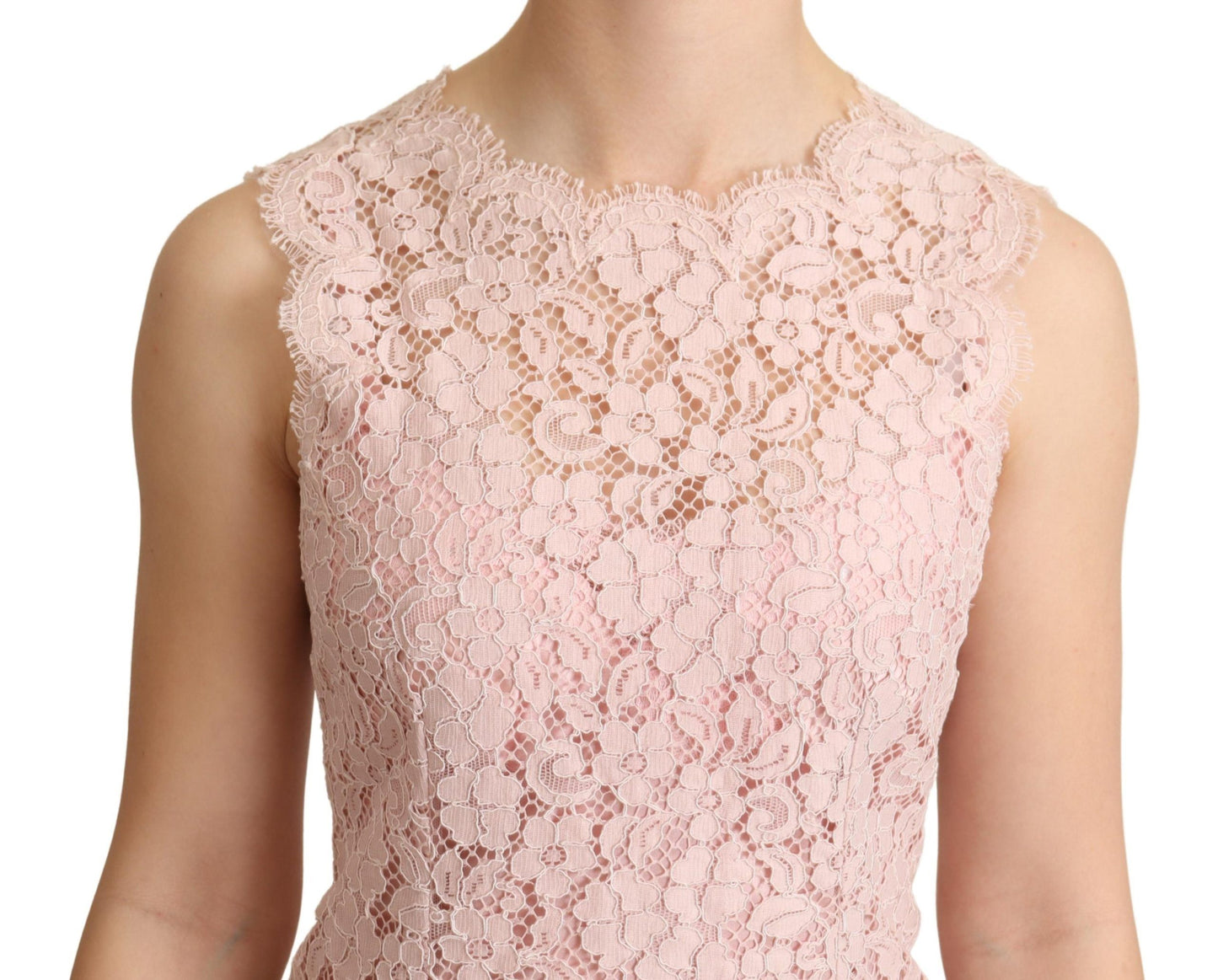 Blusa sin mangas con encaje floral rosa