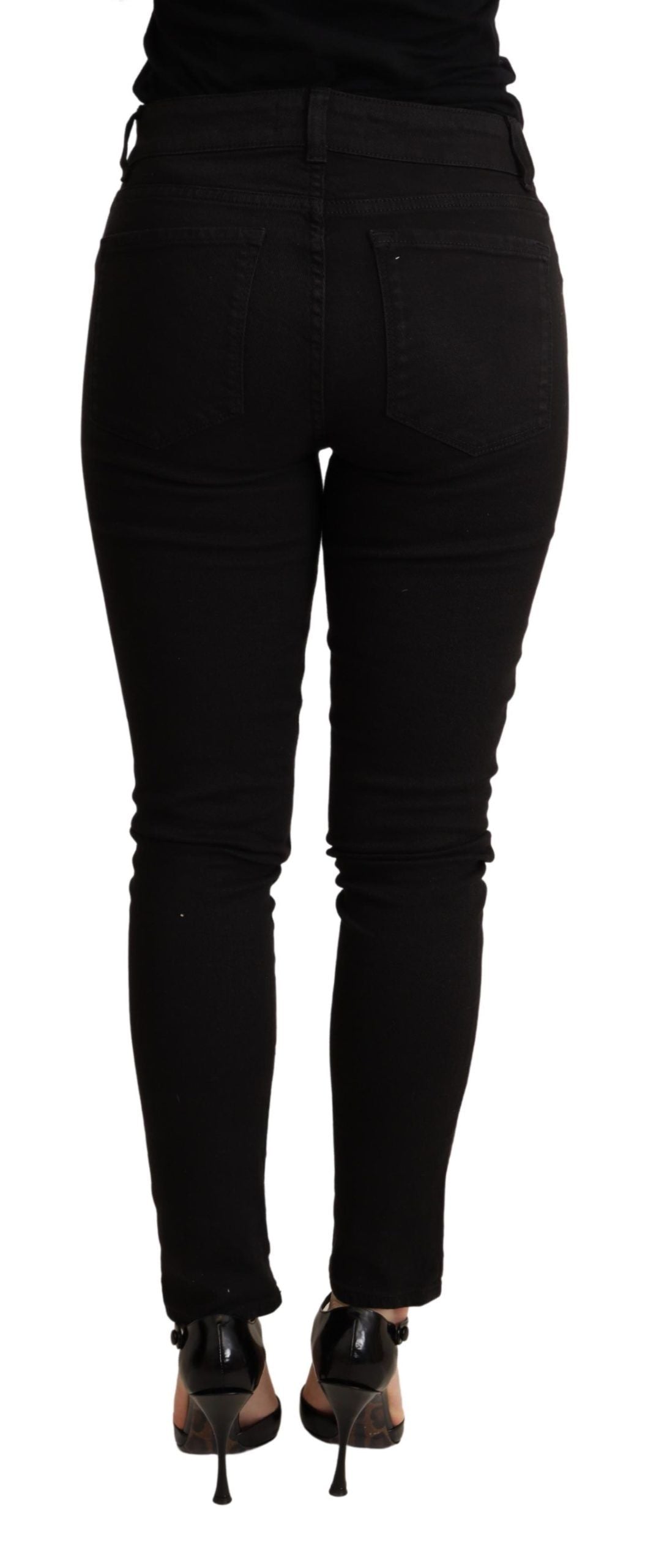 Pantalon skinny en coton stretch noir