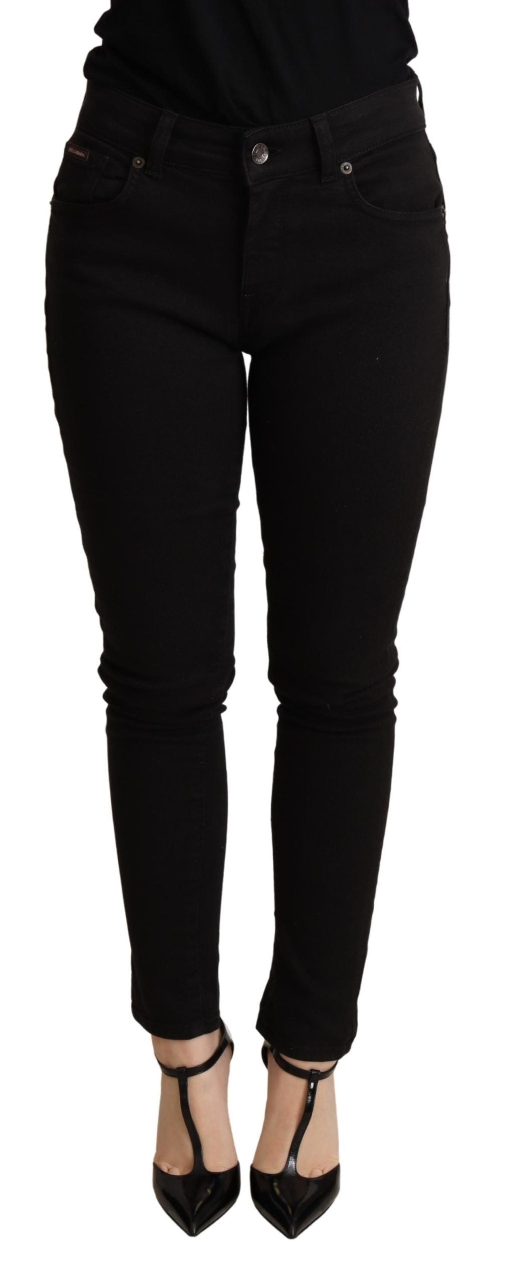 Pantalon skinny en coton stretch noir