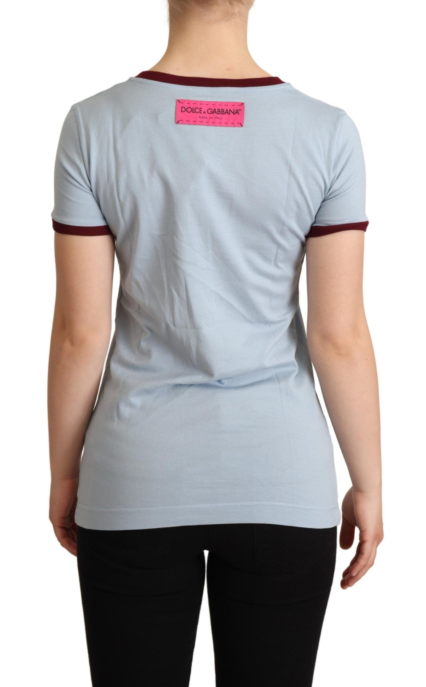 Camiseta azul de cuello redondo D&amp;G