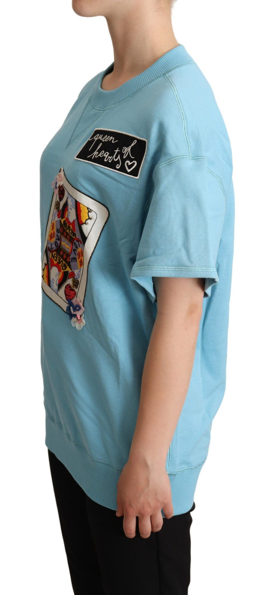 Camiseta suéter con la tarjeta de la Reina de Corazones Azul