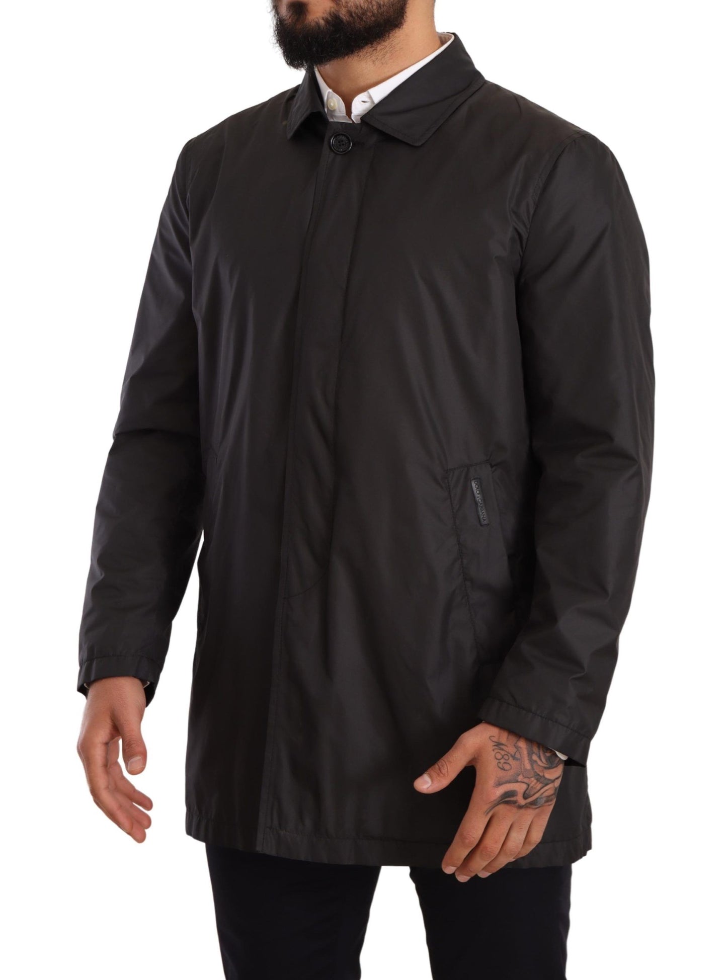 Chaqueta gabardina de poliéster negra para hombre