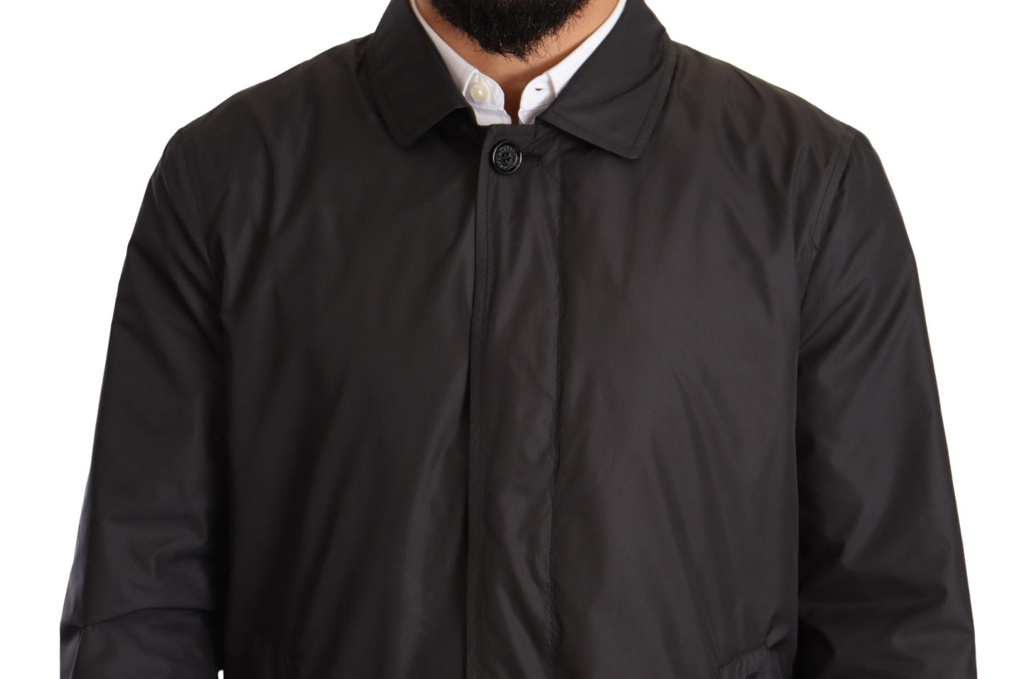 Chaqueta gabardina de poliéster negra para hombre