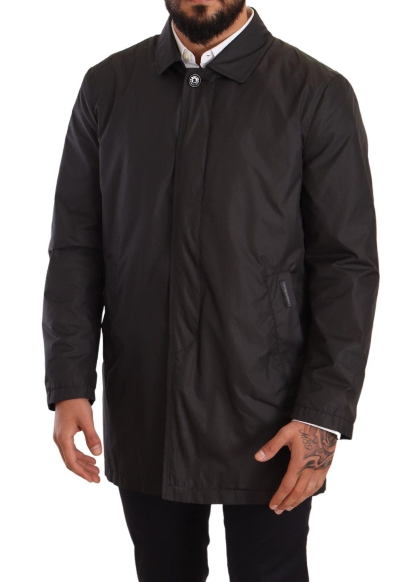 Chaqueta gabardina de poliéster negra para hombre
