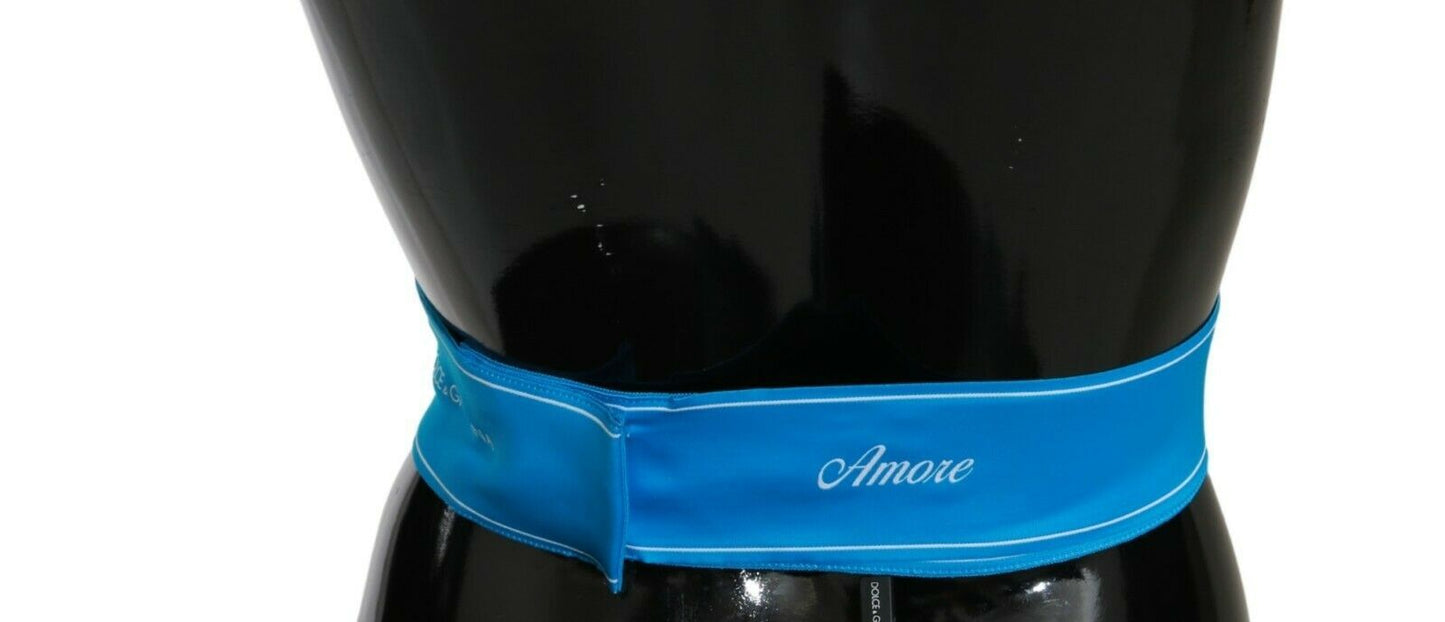 Cinturón ancho con lazo y cinta azul para la cintura