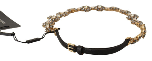 Ceinture texturée Dauphine en cristal et marguerite noire