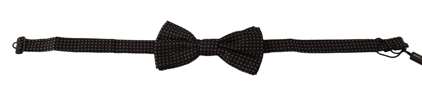 Black Patterned Adjustable Neck Papillon Bow Tie