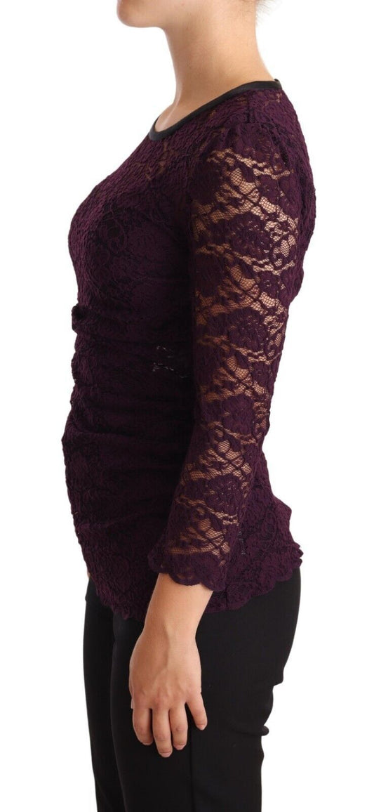 Blusa de manga larga con encaje morado