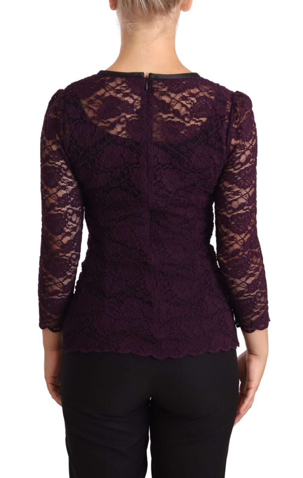 Blusa de manga larga con encaje morado