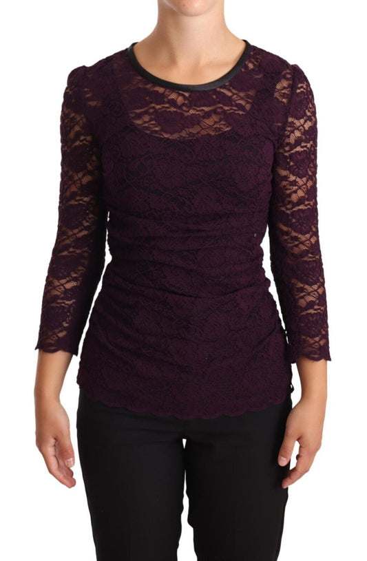 Blusa de manga larga con encaje morado