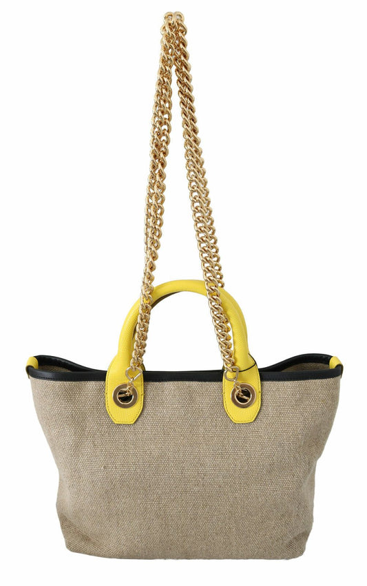 Bolso bandolera con correa de cadena dorada y beige