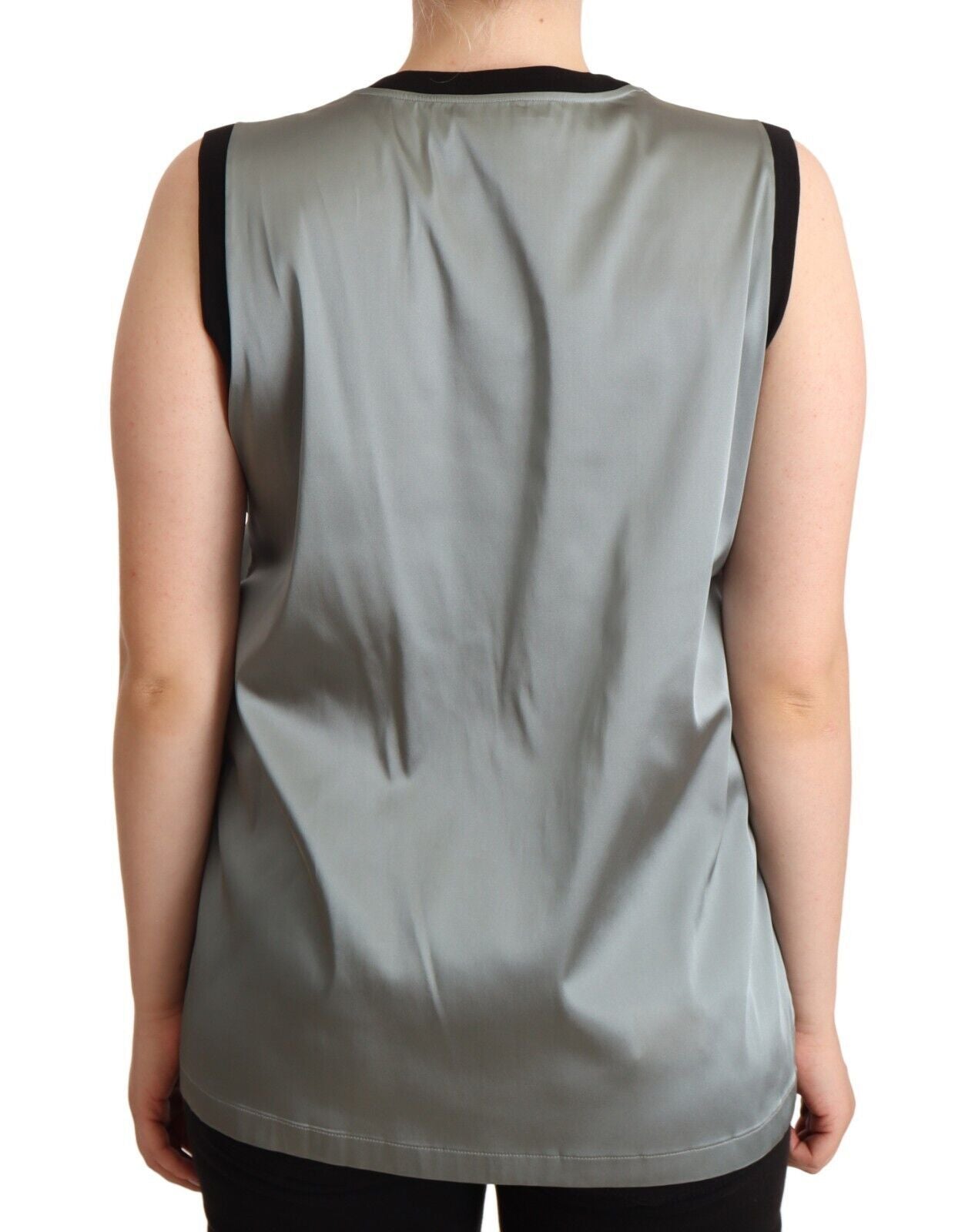 Camiseta sin mangas informal con cuello redondo plateada