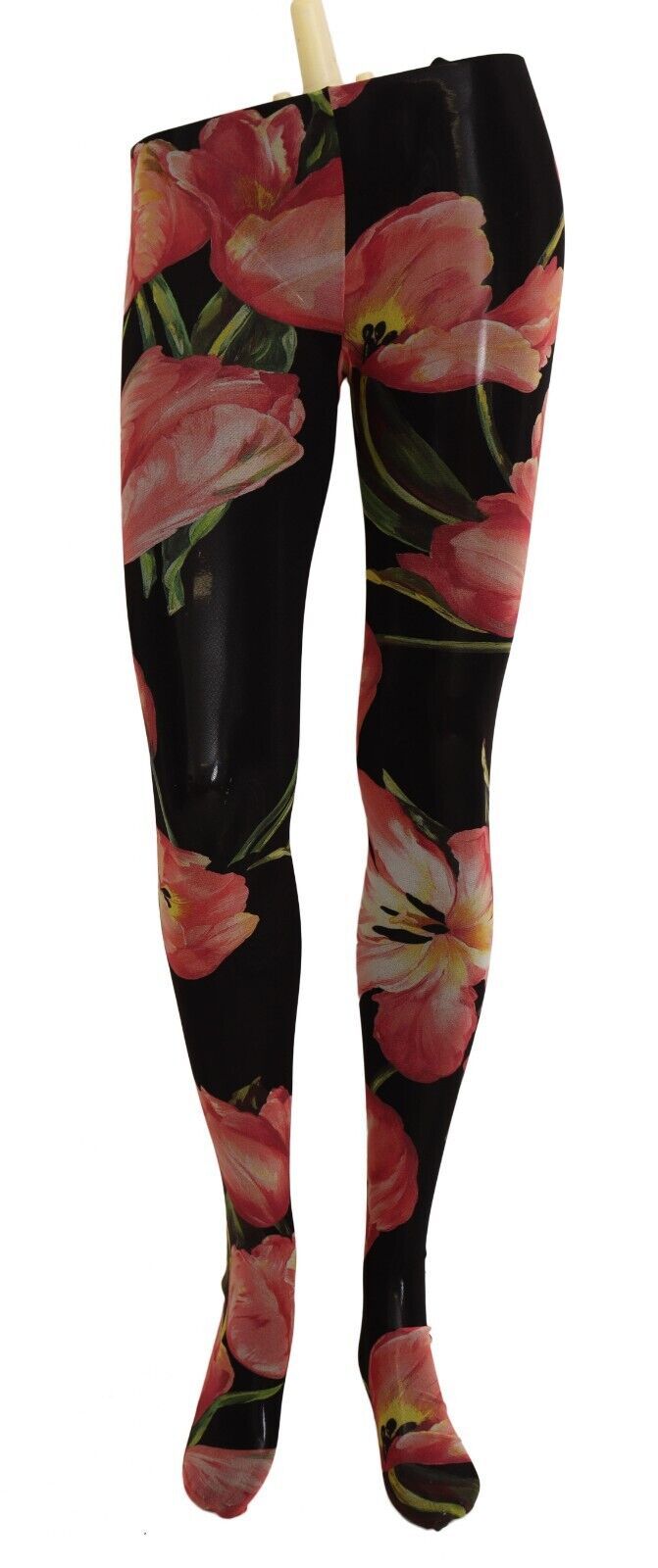 Medias de nailon con estampado floral negro