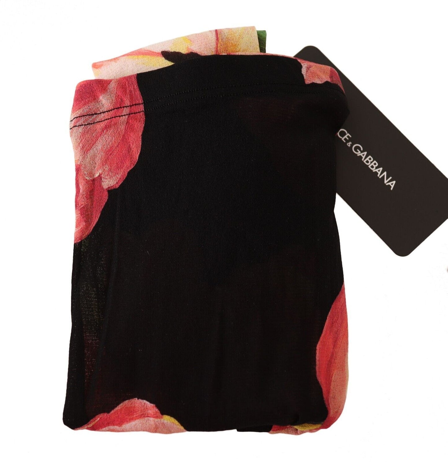 Medias de nailon con estampado floral negro