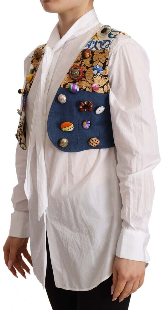 Chaleco de algodón con adornos multicolores