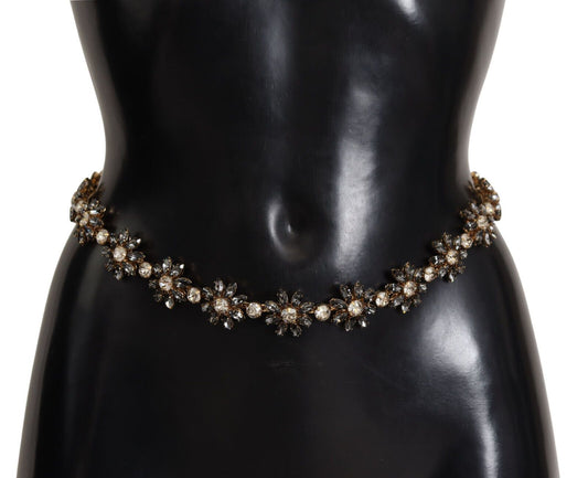 Ceinture texturée Dauphine en cristal et marguerite noire