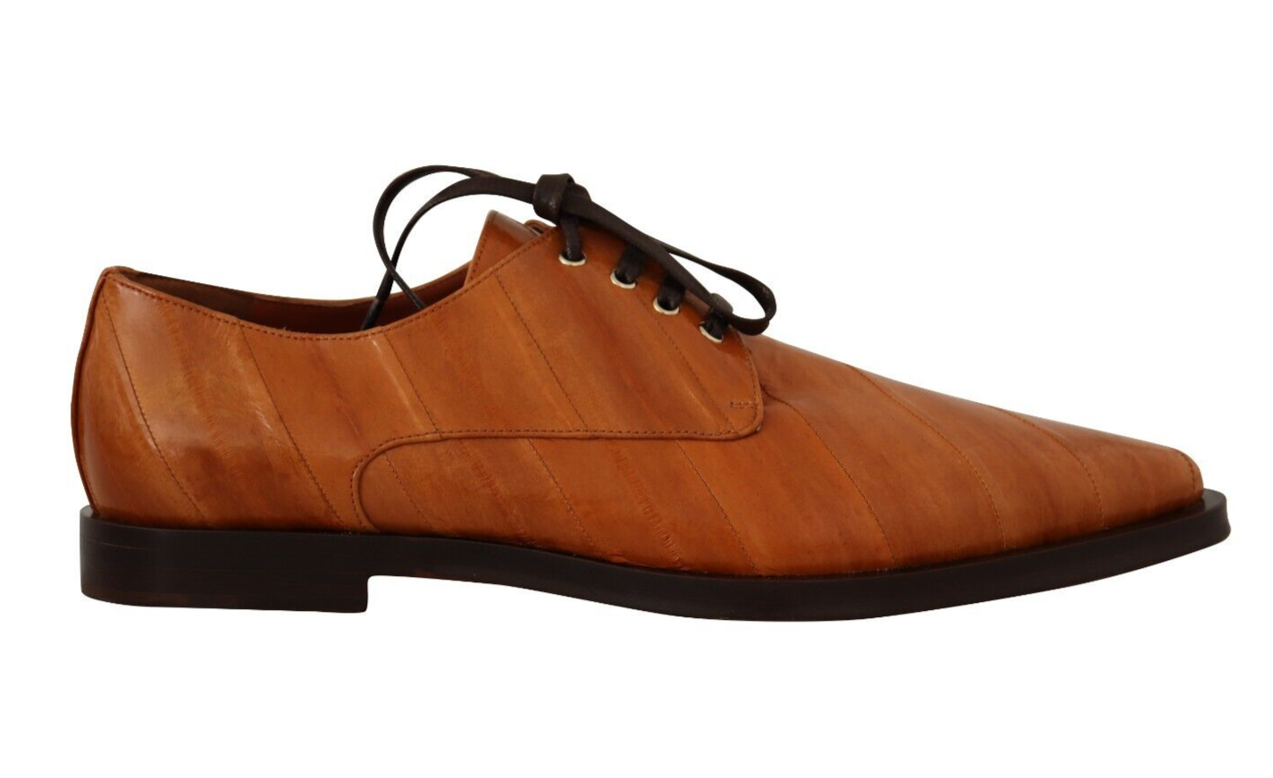 Chaussures habillées à lacets en cuir d'anguille marron