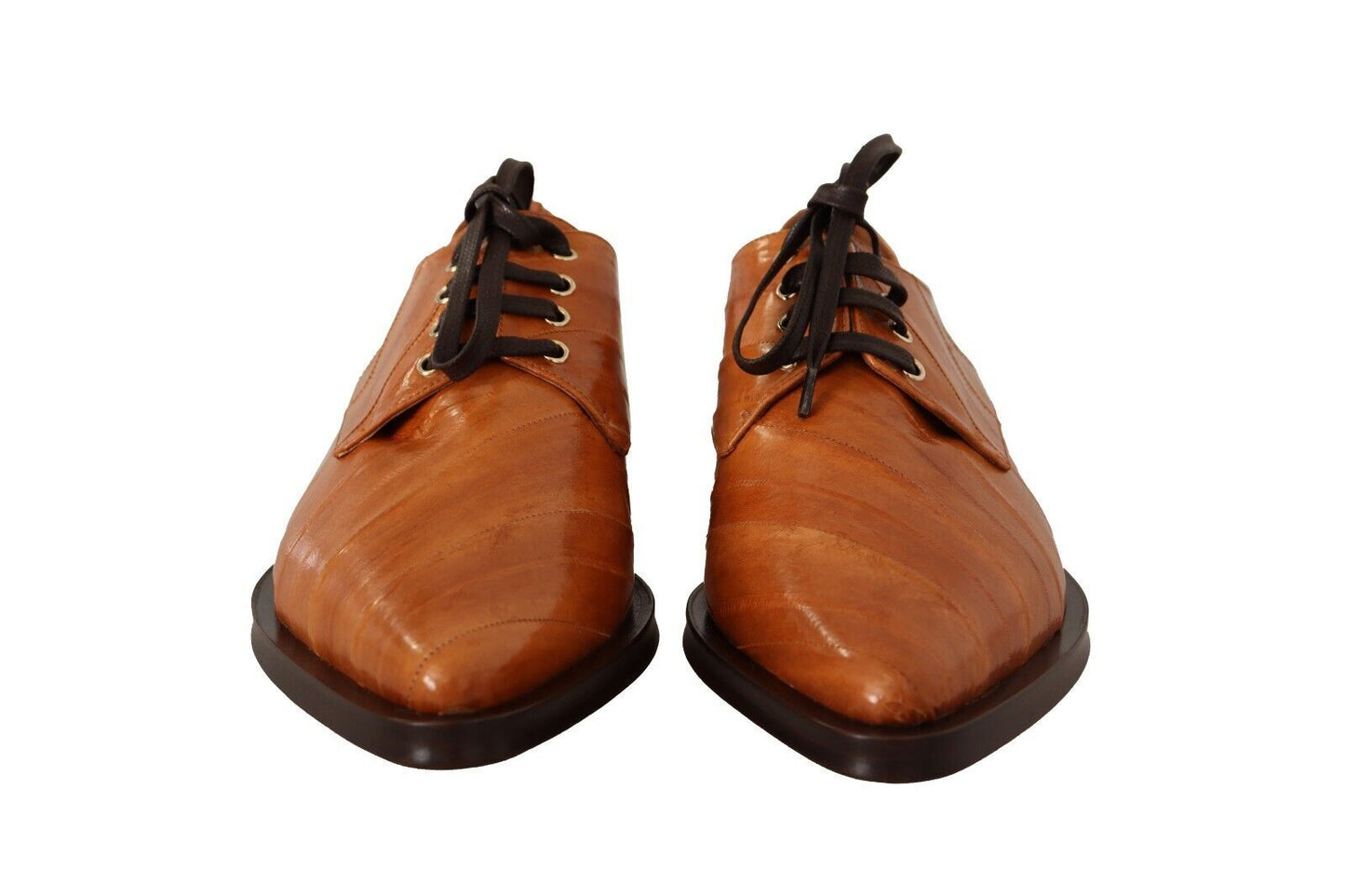 Chaussures habillées à lacets en cuir d'anguille marron