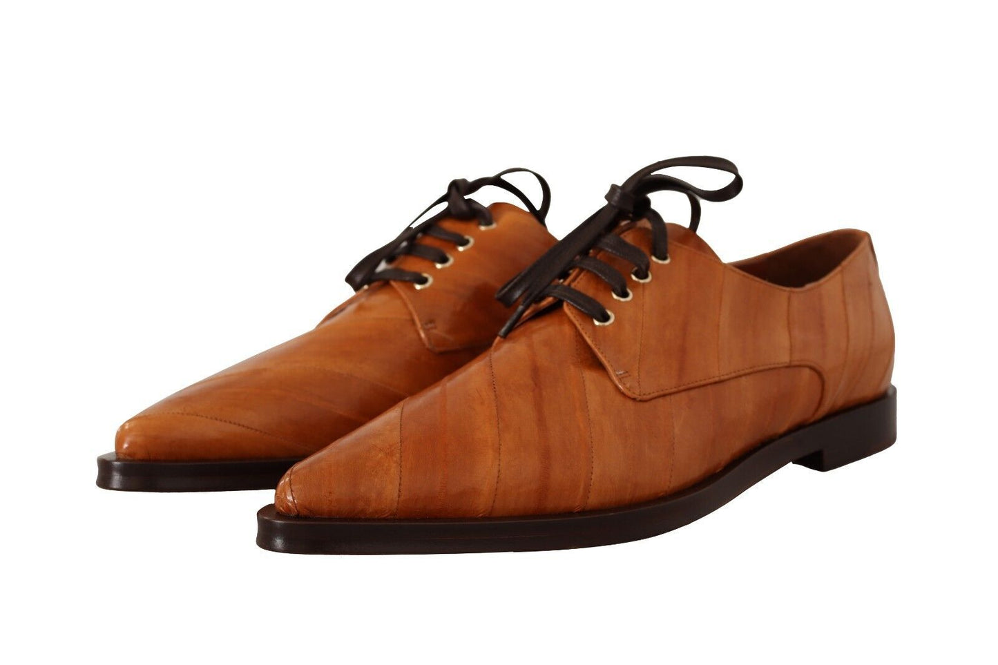Chaussures habillées à lacets en cuir d'anguille marron