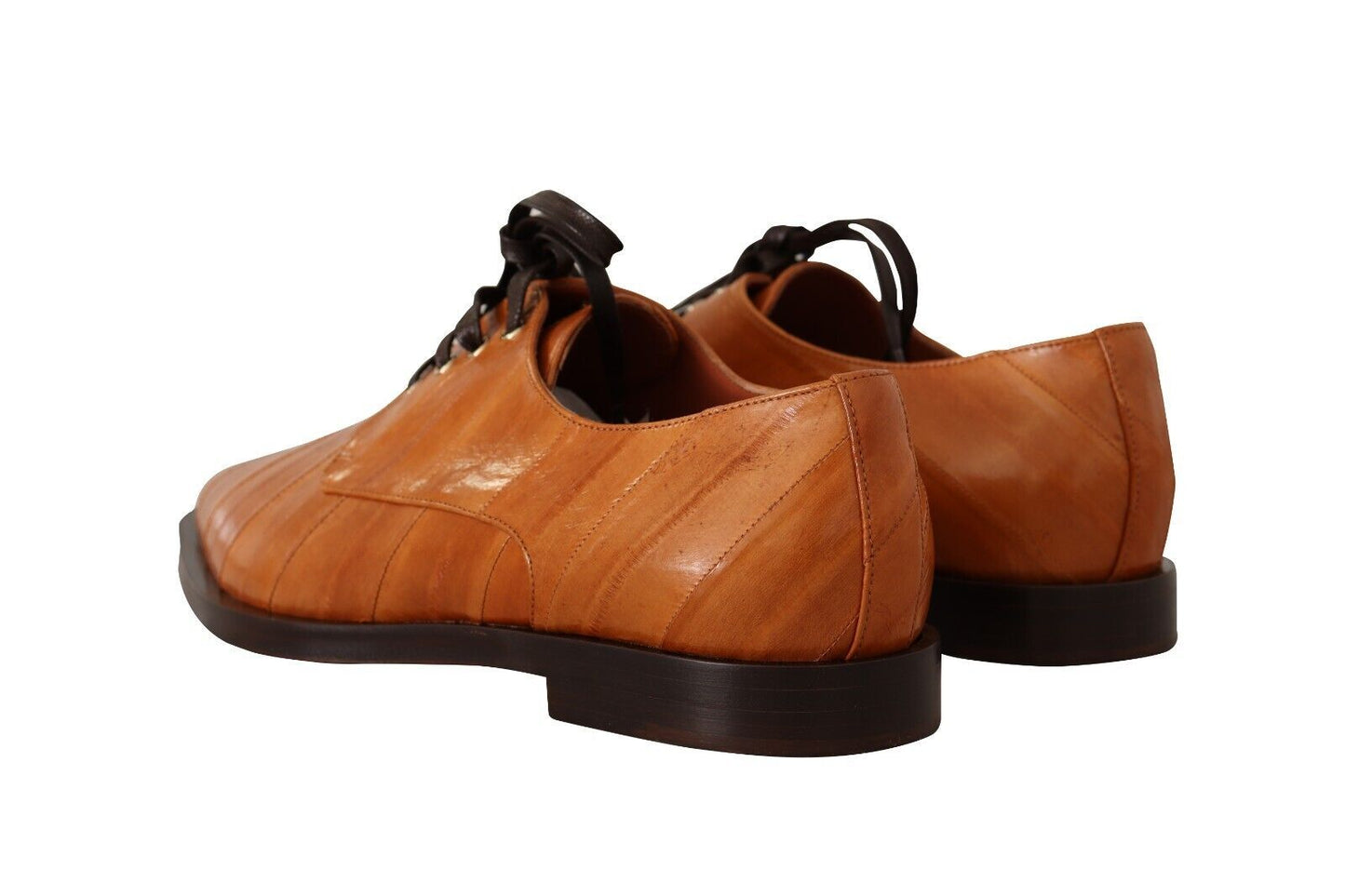 Chaussures habillées à lacets en cuir d'anguille marron