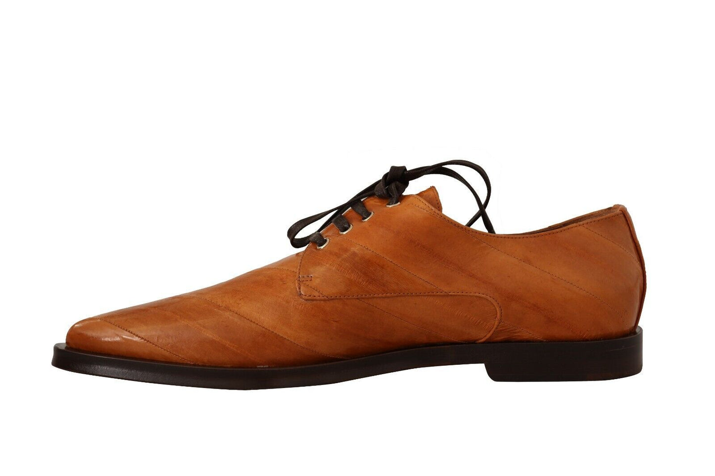 Chaussures habillées à lacets en cuir d'anguille marron