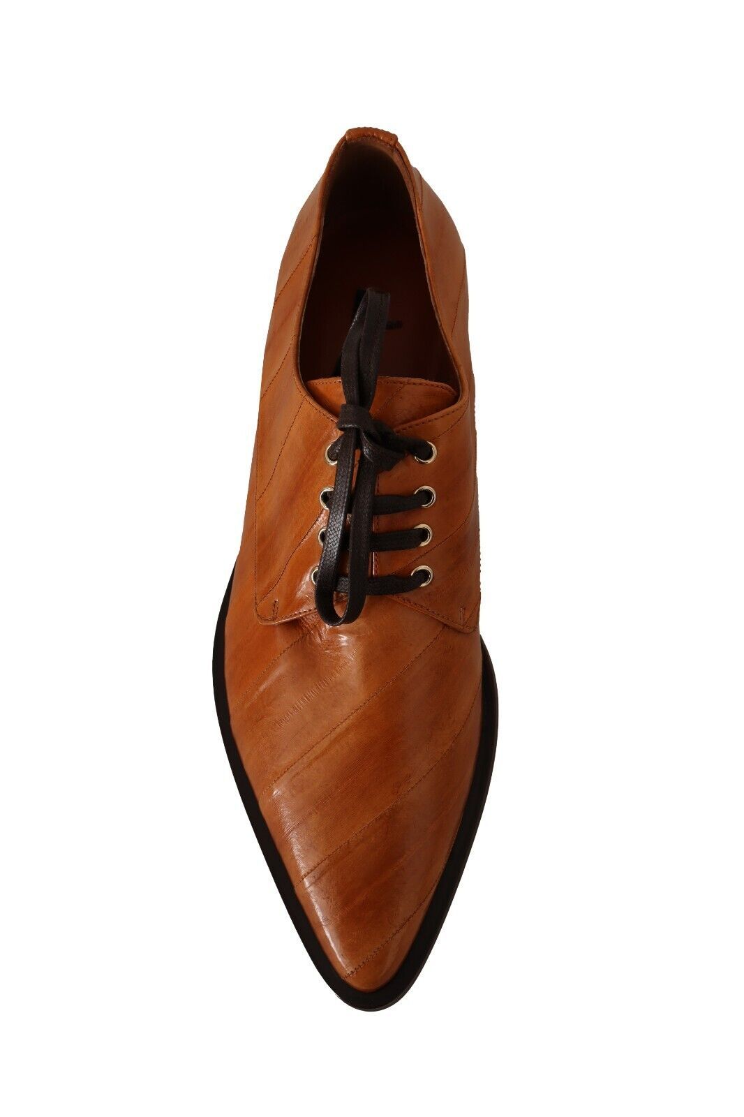 Chaussures habillées à lacets en cuir d'anguille marron
