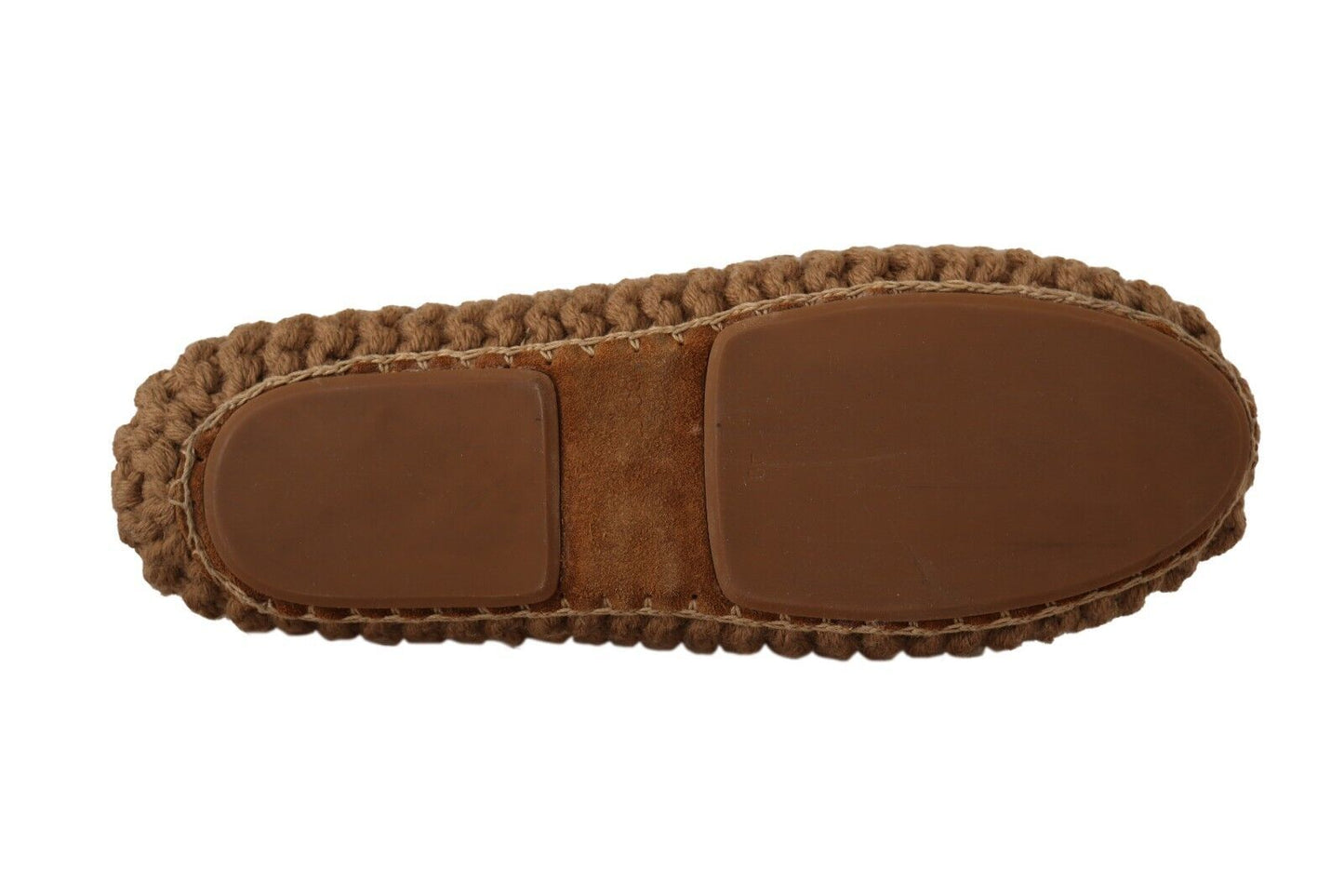 Ballerines marron à enfiler en laine tricotée