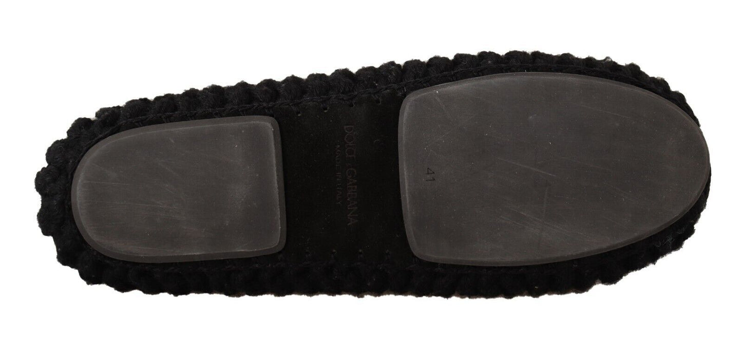 Ballerines noires à enfiler en tricot de laine