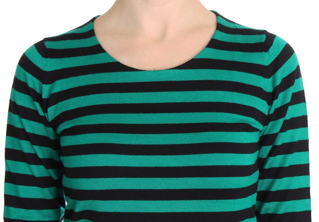 Pull en soie et cachemire vert et noir