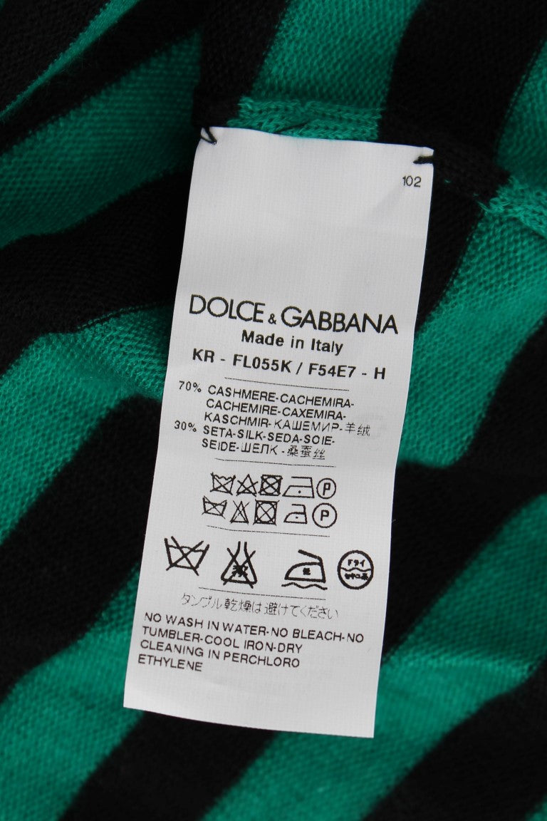 Pull en soie et cachemire vert et noir