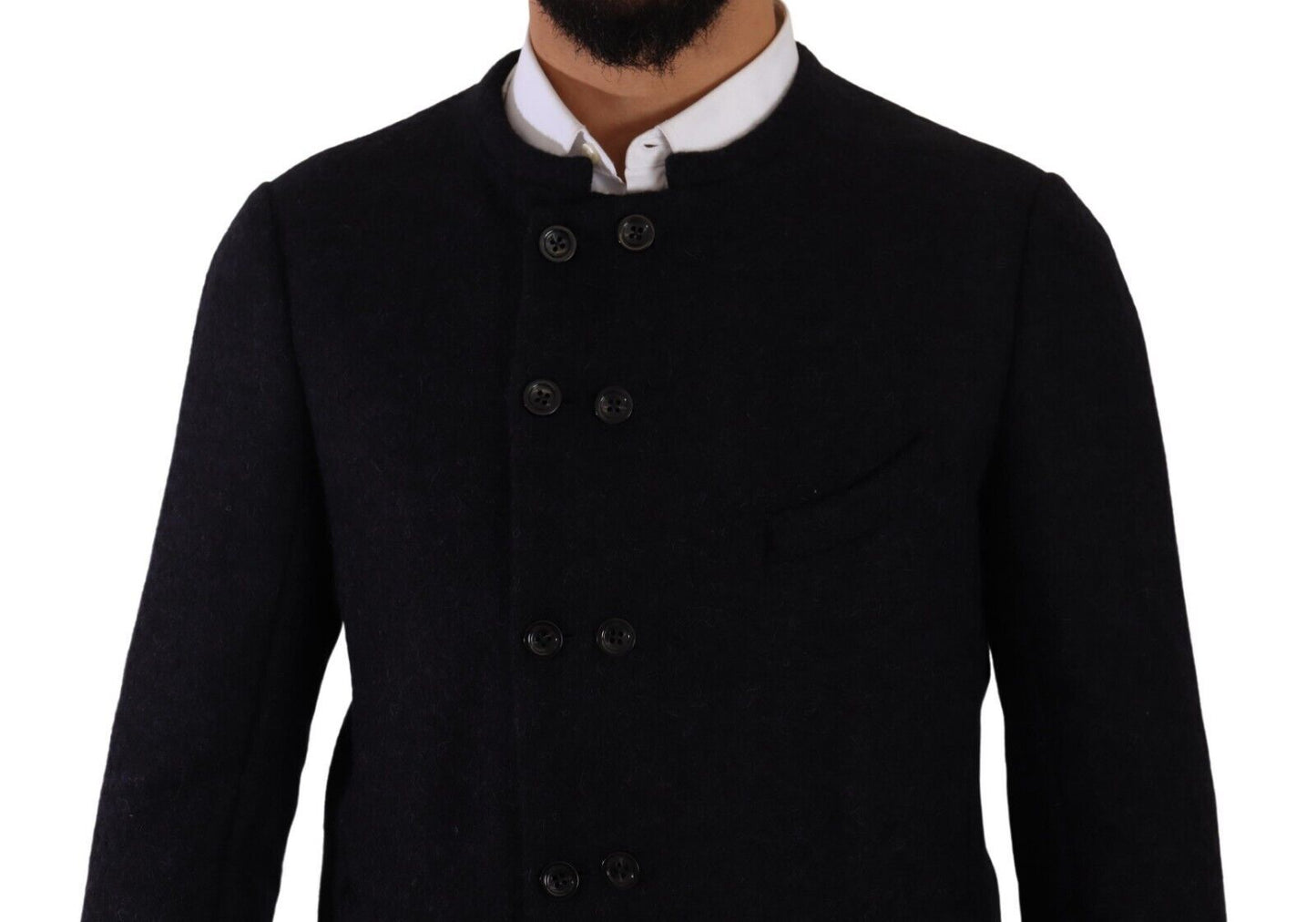Chaqueta de alpaca gris con botones para hombre