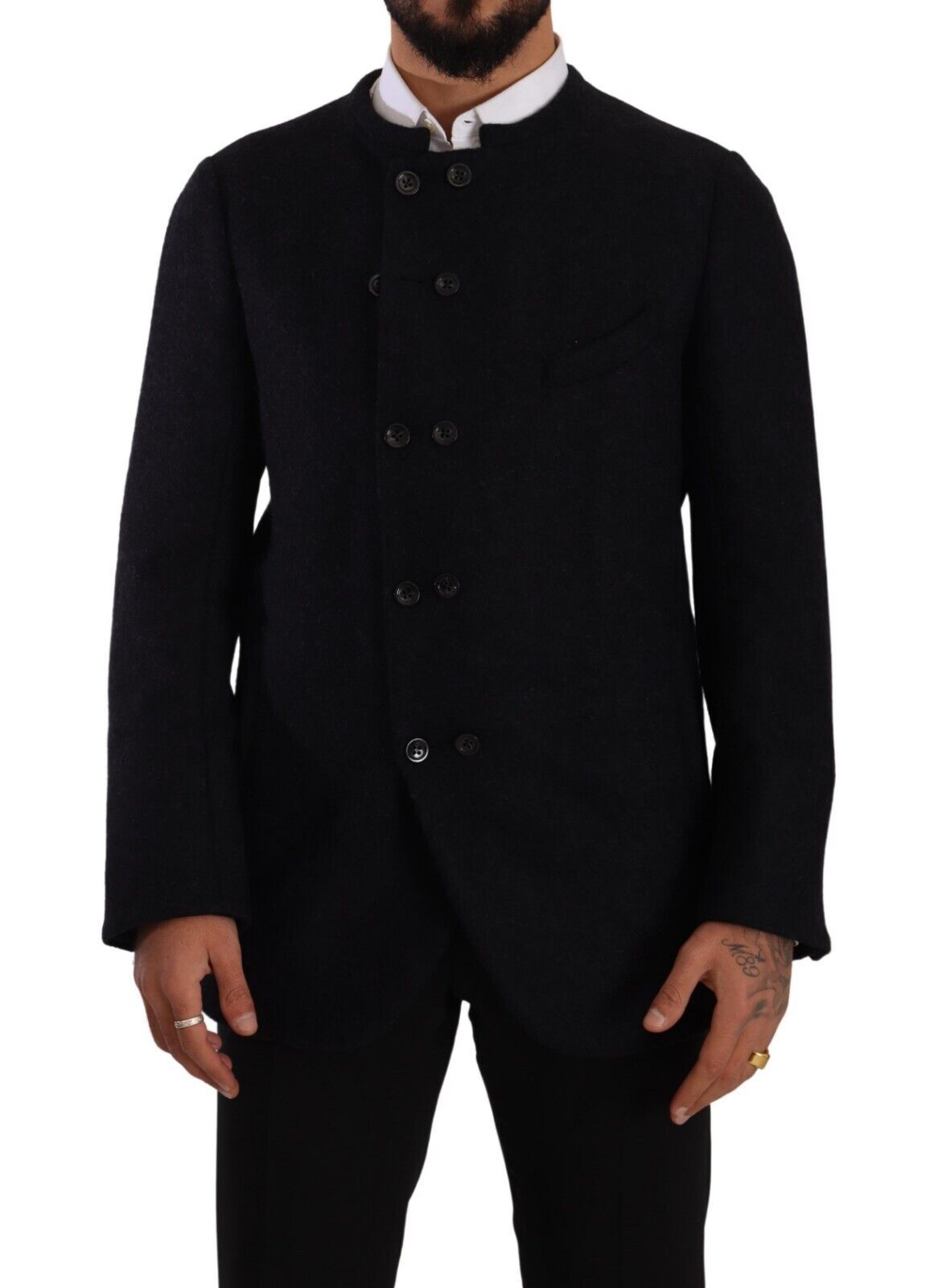 Chaqueta de alpaca gris con botones para hombre